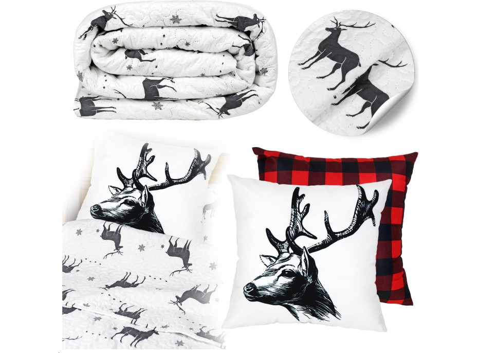 Vianočná sada MERRY&NATALE - prehoz 150x200 cm + obliečka na vankúš