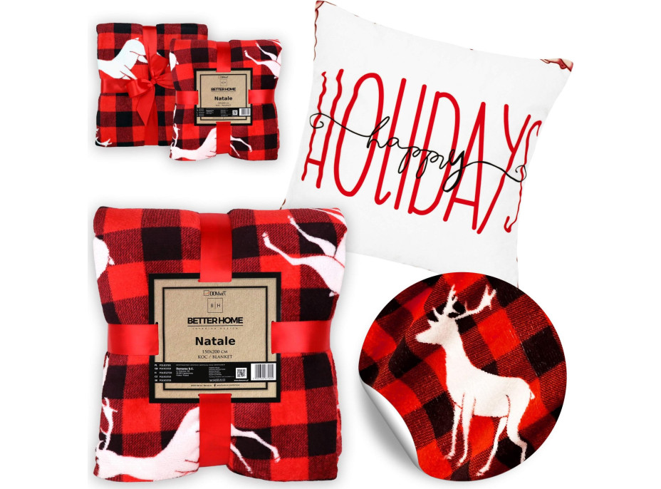 Vianočná sada COZY & NATALE - deka 150x200 cm + vankúš Happy Holidays