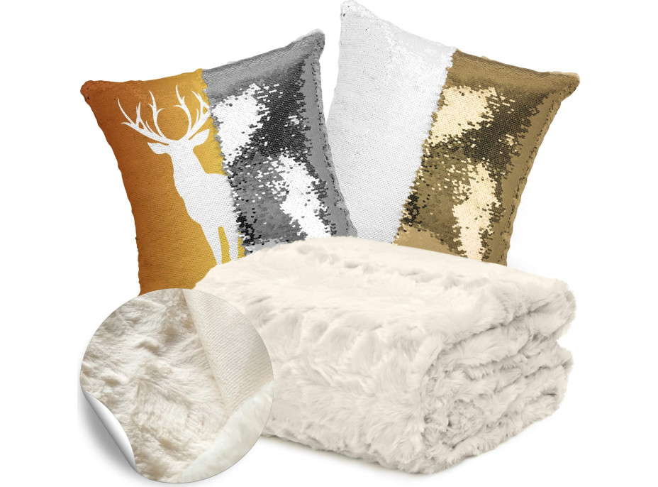 Vianočná sada ASTORIA - deka 130x170 cm + 2x obliečka na vankúš