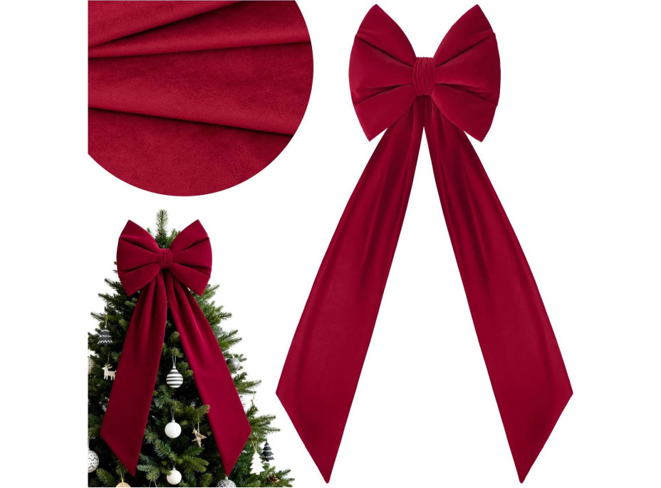 Ozdobná mašľa DECO Velvet Glam Bow XXL 48x45x150 cm - červená