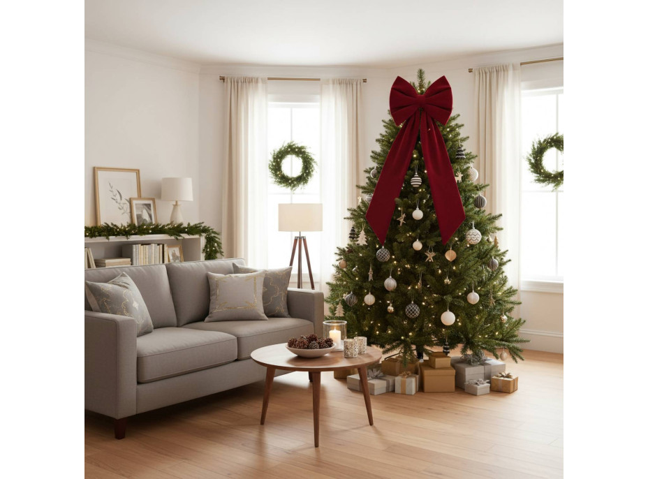 Ozdobná mašľa DECO Velvet Glam Bow XXL 48x45x150 cm - červená