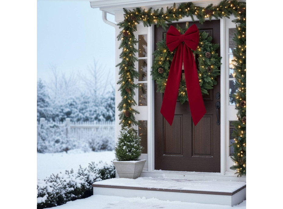 Ozdobná mašľa DECO Velvet Glam Bow XXL 48x45x150 cm - červená