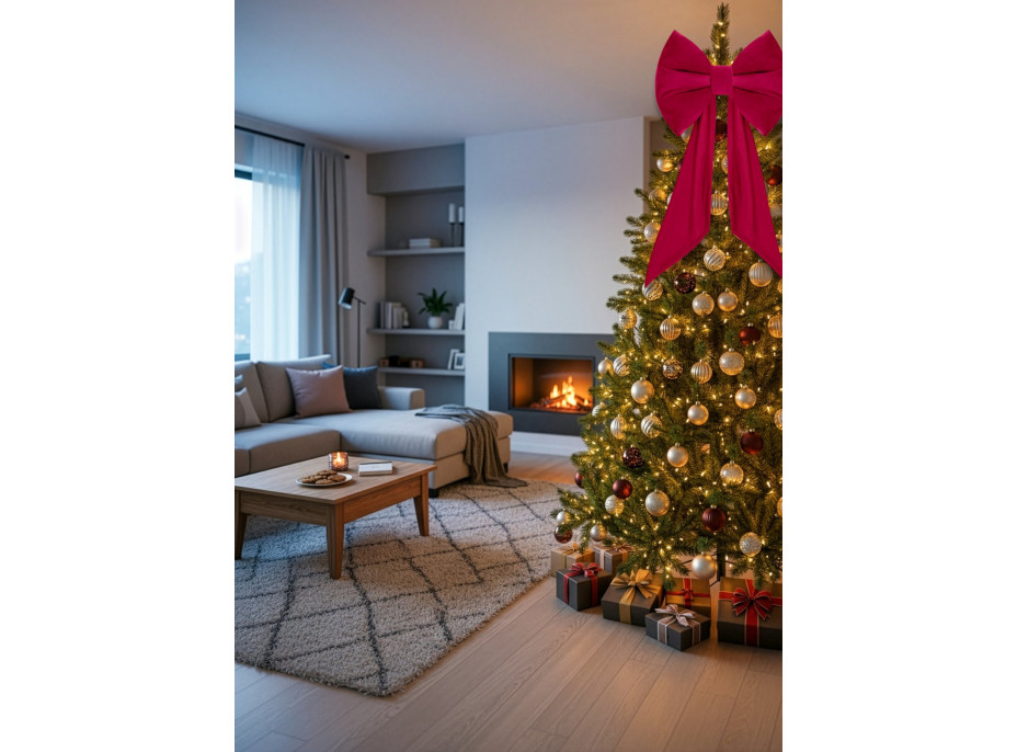 Ozdobná mašľa DECO Velvet Glam Bow 50x40+50 cm - červená