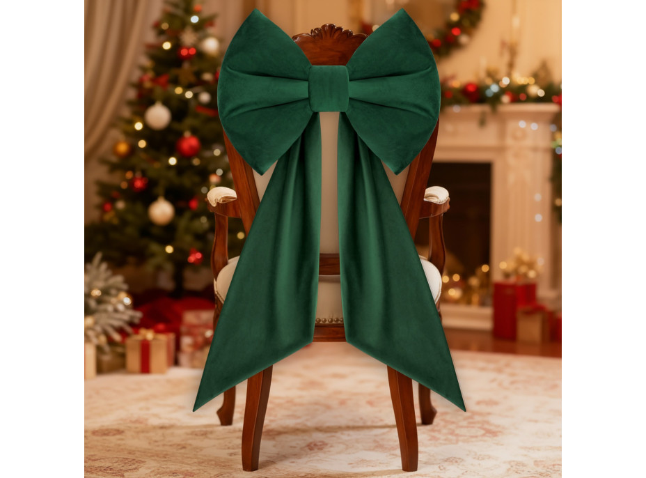 Ozdobná mašľa DECO Velvet Glam Bow 50x40+50 cm - zelená