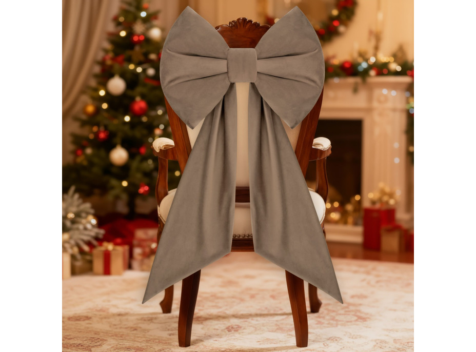 Ozdobná mašľa DECO Velvet Glam Bow 50x40+50 cm - béžová