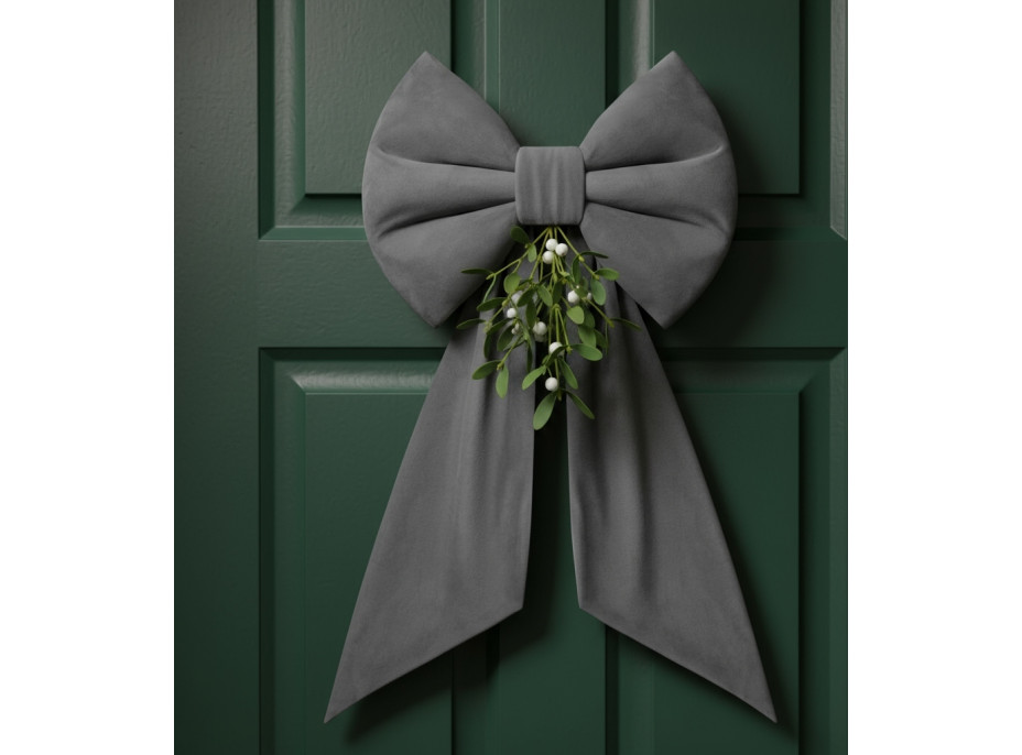 Ozdobná mašľa DECO Velvet Glam Bow 50x40+50 cm - šedá
