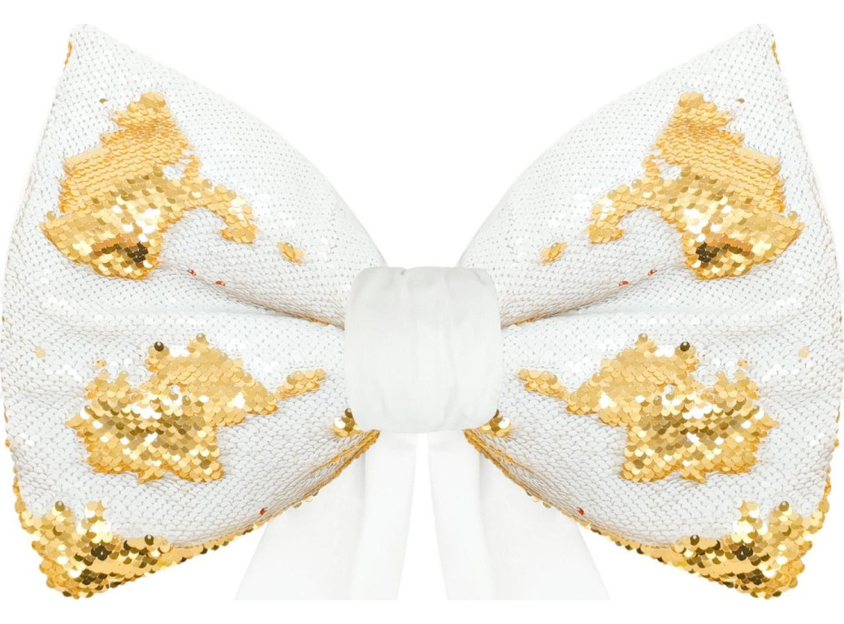 Ozdobná mašľa Deco Glam & Shine 30x47+60 cm - biela/zlatá