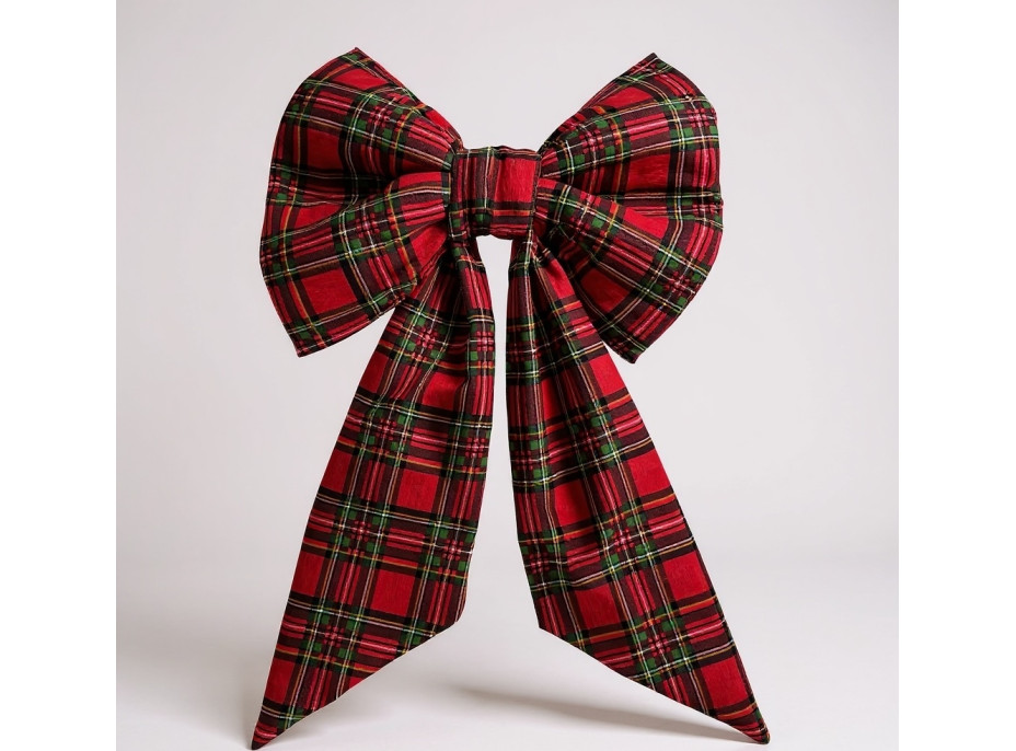 Ozdobná mašľa DECO Glam Bow 50x40+50 cm - károvaná červená