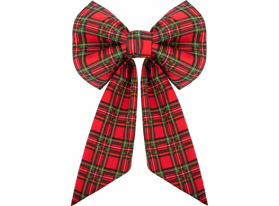 Ozdobná mašľa DECO Glam Bow 50x40+50 cm - károvaná červená