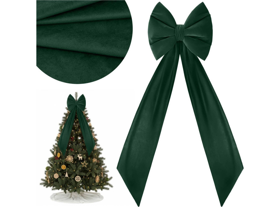 Ozdobná mašľa DECO Velvet Glam Bow XXL 48x45x150 cm - zelená