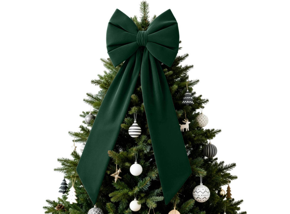 Ozdobná mašľa DECO Velvet Glam Bow XXL 48x45x150 cm - zelená
