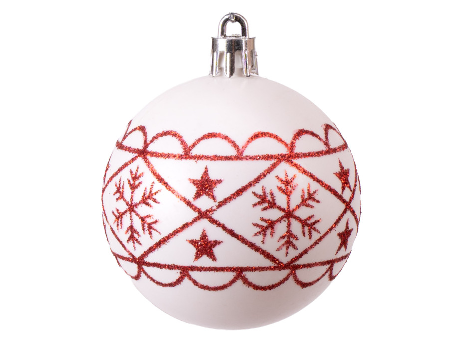 Sada vianočných baniek na stromček SAPIN - 30 kusov - červené/biele