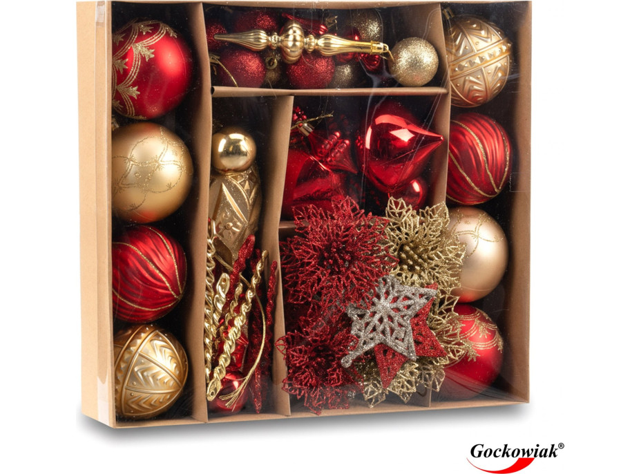 Sada vianočných ozdôb na stromček MARIEN - 70 kusov - červené/zlaté