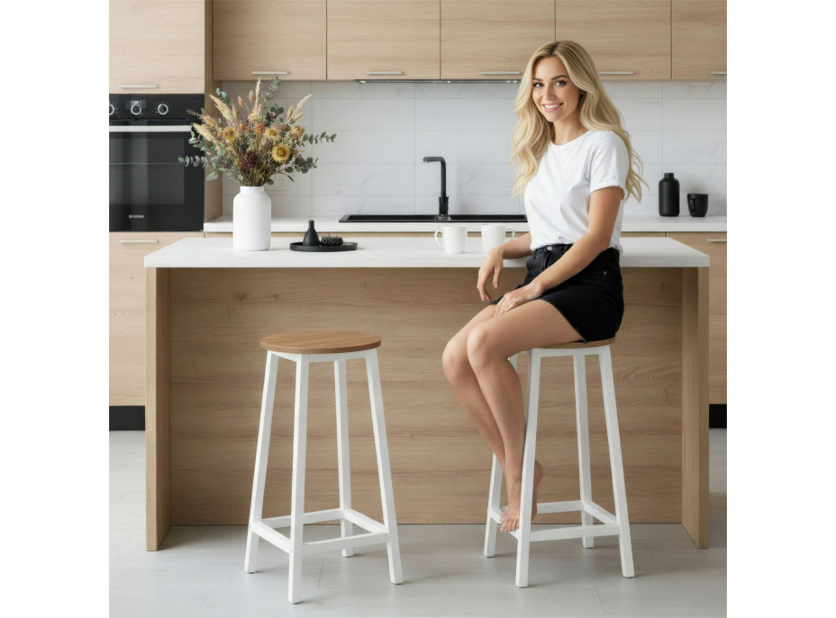 Barová stolička FLINT Modern oak - dub/biela