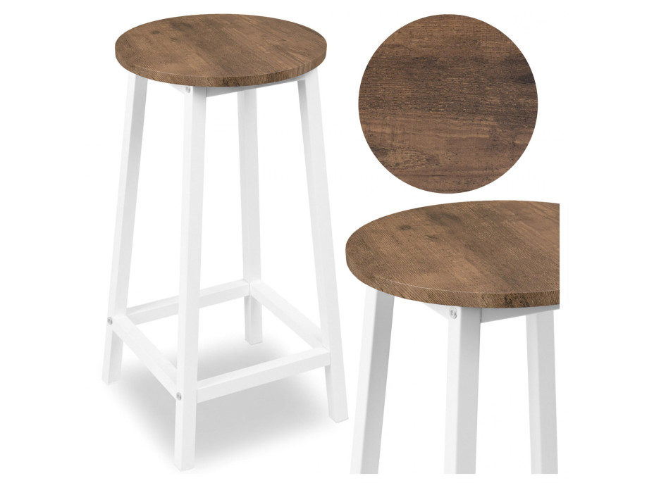 Barová židle FLINT Rustic - bílá/stařený dub