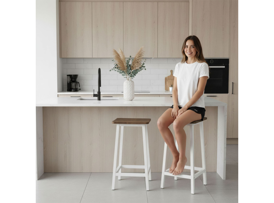 Barová stolička KENT Rustic - starený dub/biela