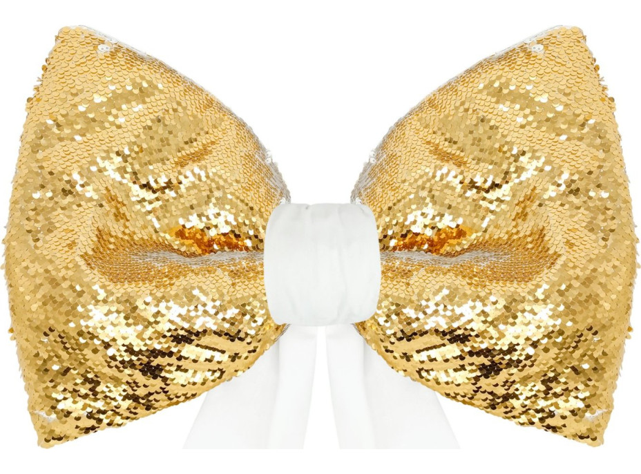 Ozdobná mašľa Deco Glam & Shine 30x47+60 cm - biela/zlatá