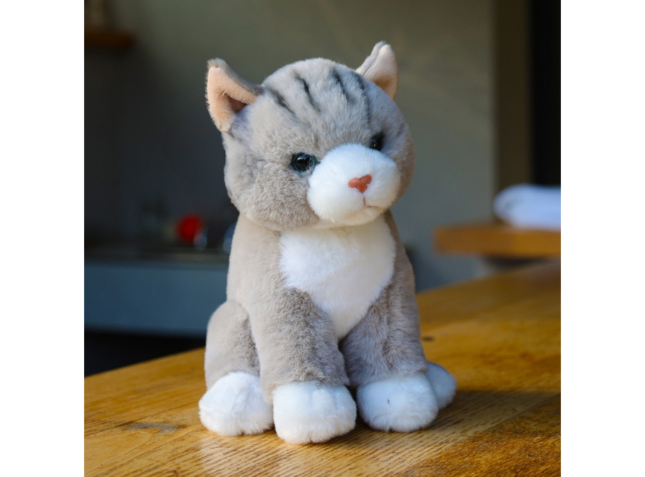 Rappa Plyšová mačka sediaca šedá 23 cm SOFT COLLECTION, ECO-FRIENDLY