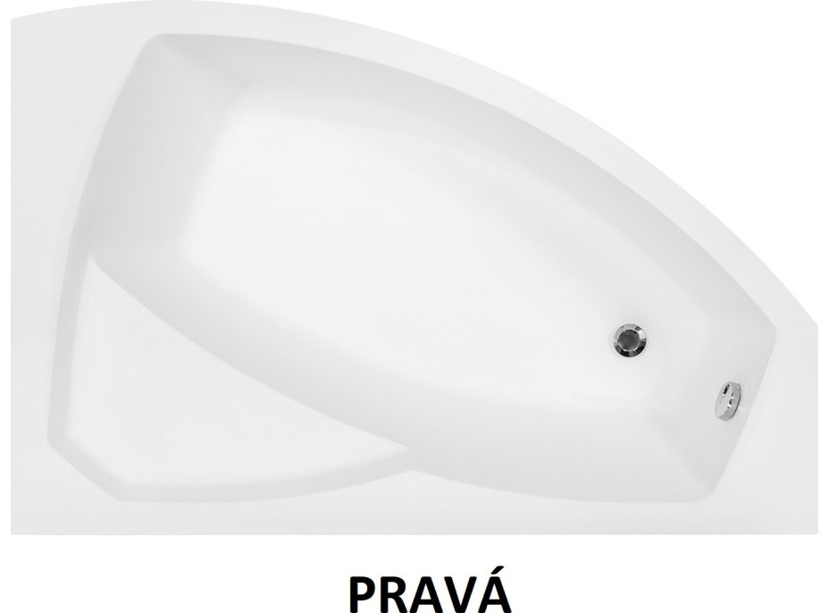 Asymetrická vaňa RIMA 160x100 cm - bez nožičiek, pravá