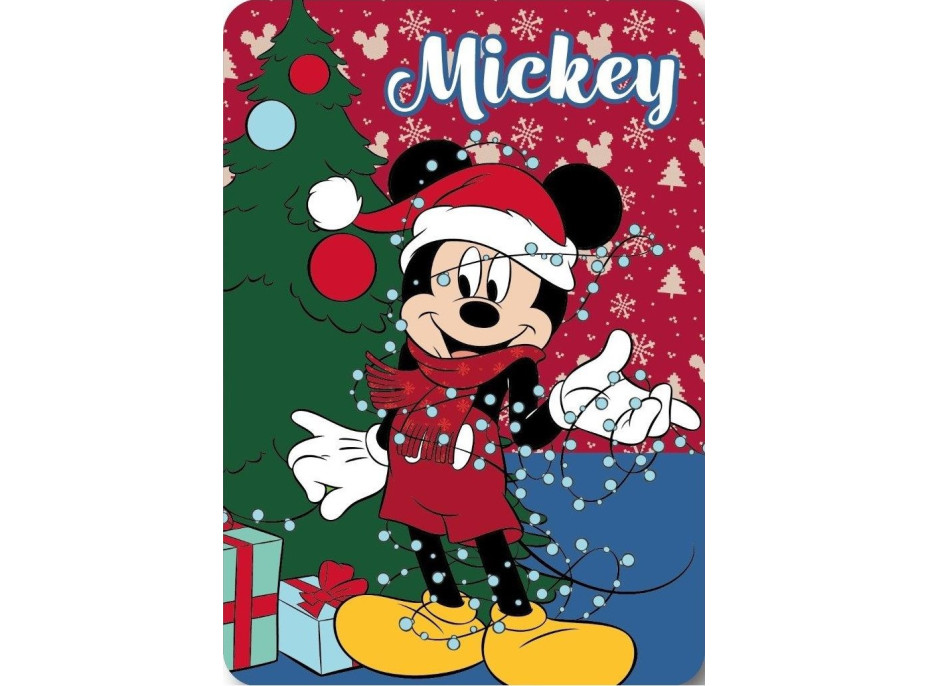 Detská deka POLAR 100x140 cm - Mickey Mouse a vianočné svetielka