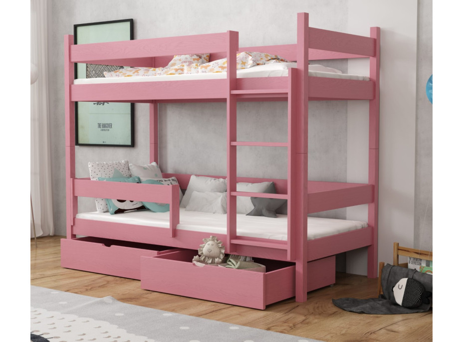 Detská poschodová posteľ z masívu borovice LEGEND so šuplíkmi - 200x90 cm