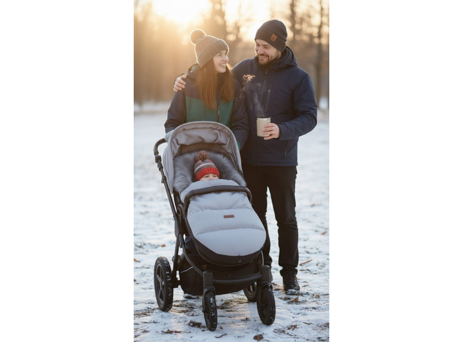 Detský fusak do kočíka BABYMAM Premium - svetlo šedý melange/sivý