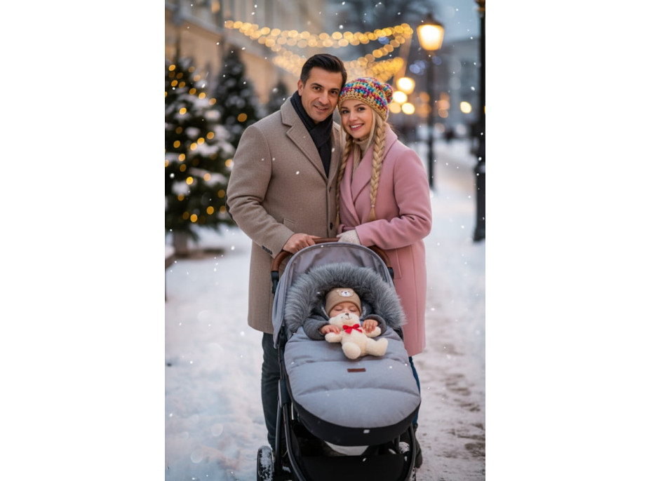 Detský fusak do kočíka BABYMAM Premium - svetlo šedý melange/sivý