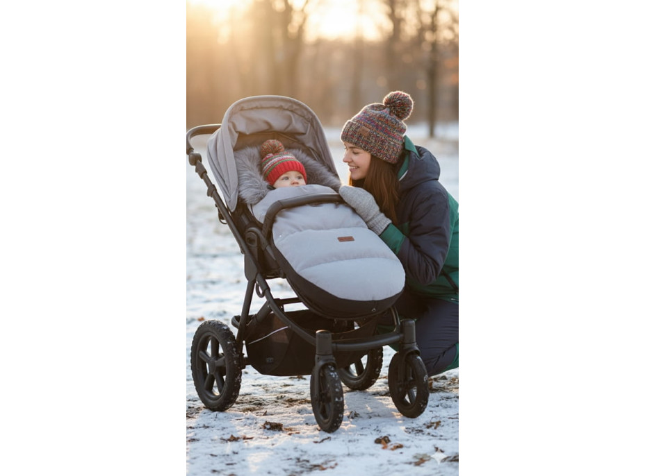 Detský fusak do kočíka BABYMAM Premium - svetlo šedý melange/sivý