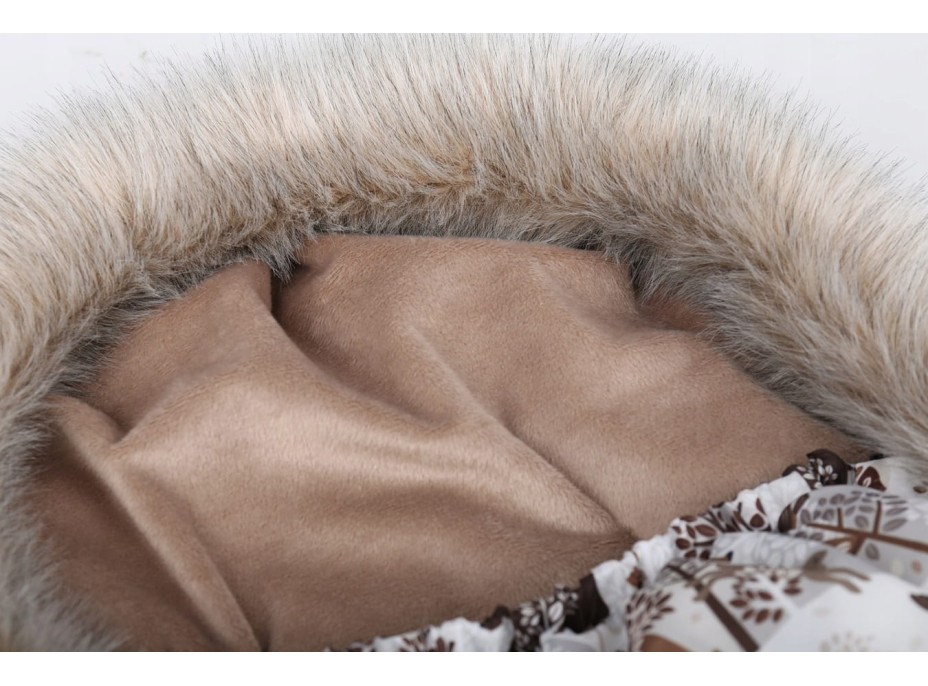 Detský fusak do kočíka BABYMAM Premium - Zimný les/béžový