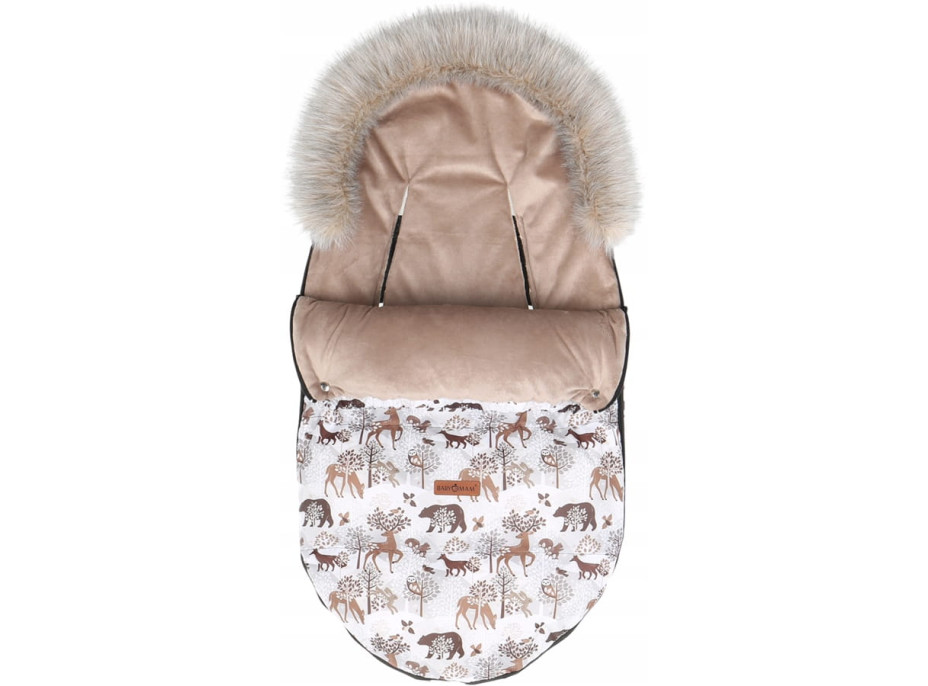 Detský fusak do kočíka BABYMAM Premium - Zimný les/béžový