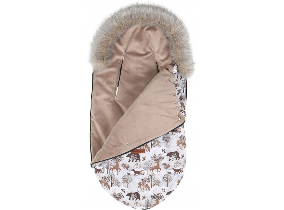 Detský fusak do kočíka BABYMAM Premium - Zimný les/béžový