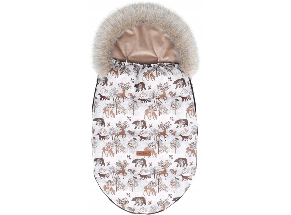Detský fusak do kočíka BABYMAM Premium - Zimný les/béžový