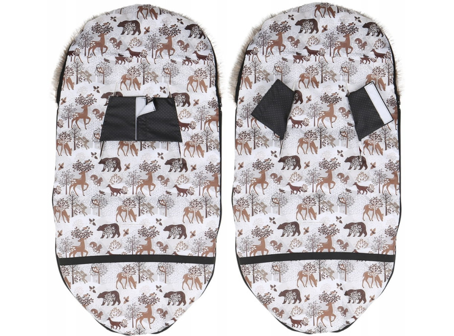 Detský fusak do kočíka BABYMAM Premium - Zimný les/béžový