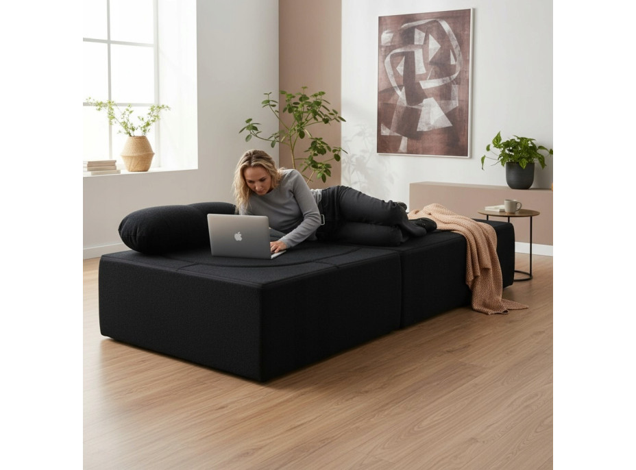 Penová pohovka BILL 200 - rozkladacia - čierna