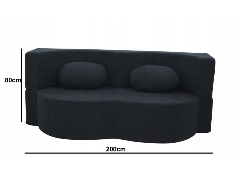 Penová pohovka BILL 200 - rozkladacia - čierna