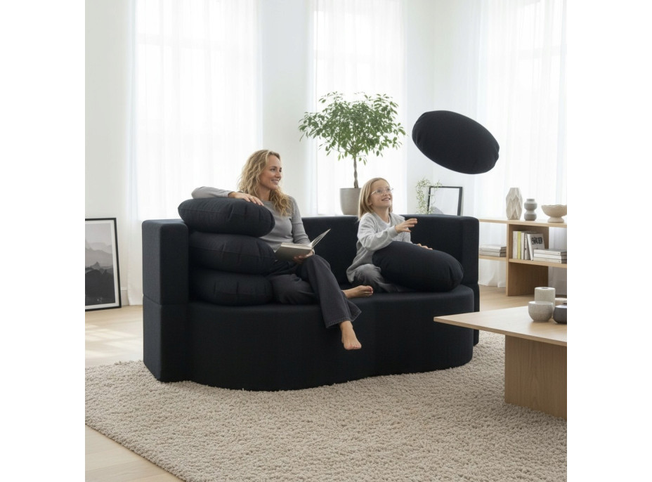 Penová pohovka BILL 200 - rozkladacia - čierna