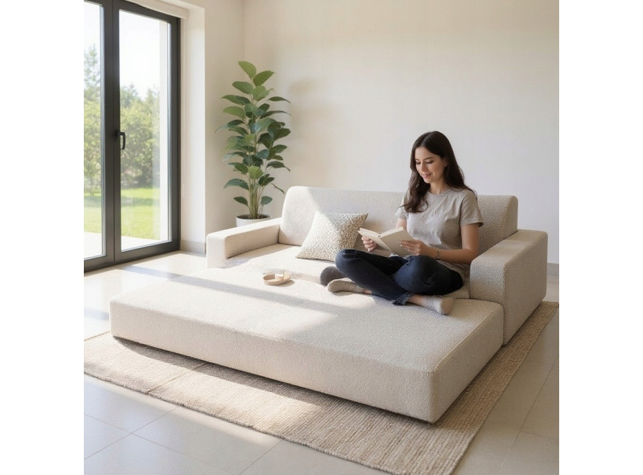 Penová pohovka LIVIA 200 - rozkladacia - béžová