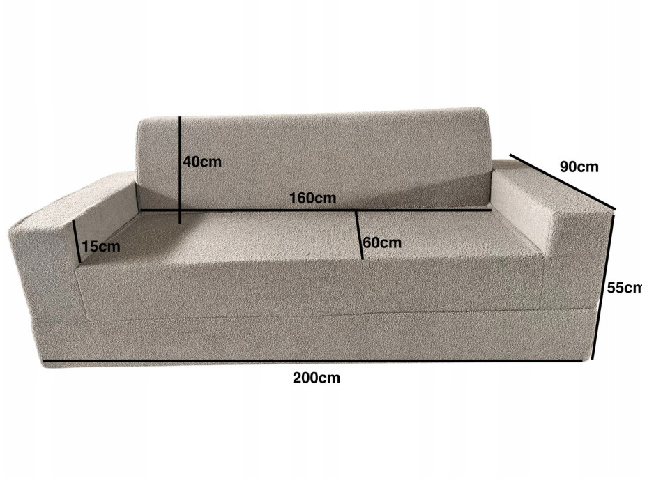 Penová pohovka LIVIA 200 - rozkladacia - béžová