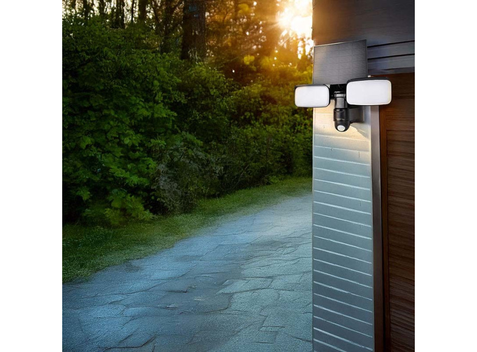 Solight LED solárne osvetlenie so senzorom, 9W, 850lm, 4000K, Li-Ion, čierna