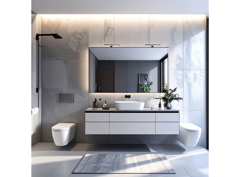 Solight LED kúpeľňové osvetlenie nad zrkadlo 3v1, 7W, 455lm, 4000K, IP44, 40cm, čierna