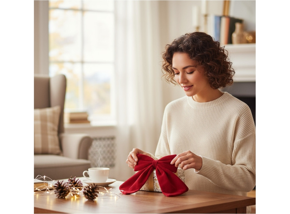 Dekoračná mašľa Rich Red Bow 14x12,5 cm - červená