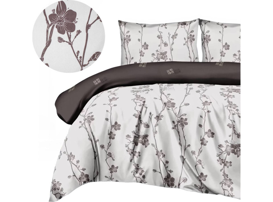 Posteľné obliečky z mikrovlákna SATIN TOUCH - 160x200 cm - biele / hnedé