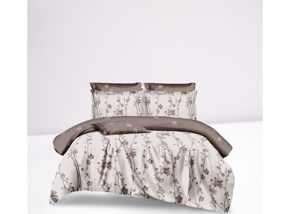 Posteľné obliečky z mikrovlákna SATIN TOUCH - 160x200 cm - biele / hnedé