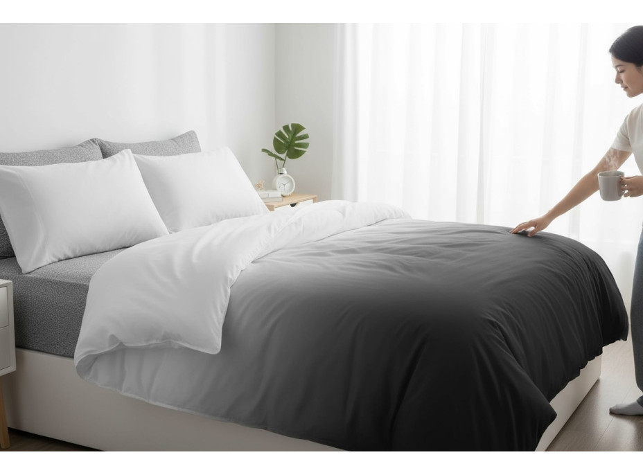 Posteľné obliečky z mikrovlákna NATURAL GRAY - 160x200 cm - šedé/biele
