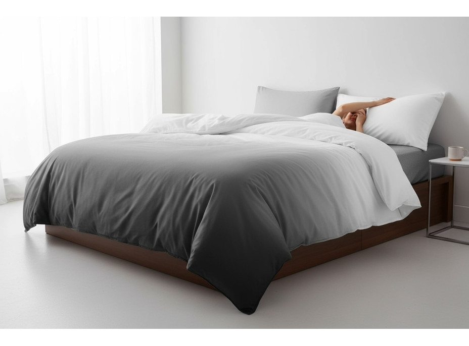 Posteľné obliečky z mikrovlákna NATURAL GRAY - 160x200 cm - šedé/biele