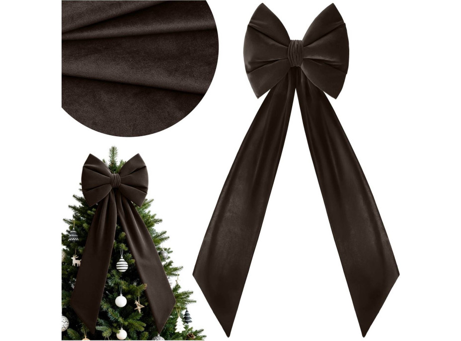 Ozdobná mašľa DECO Velvet Glam Bow XXL 48x45x150 cm - hnedá