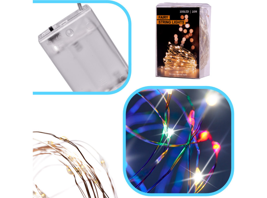 Dekoratívne LED svetlá na drôtiku - 10m 100LED - multicolour