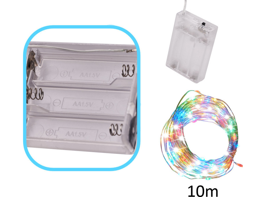 Dekoratívne LED svetlá na drôtiku - 10m 100LED - multicolour