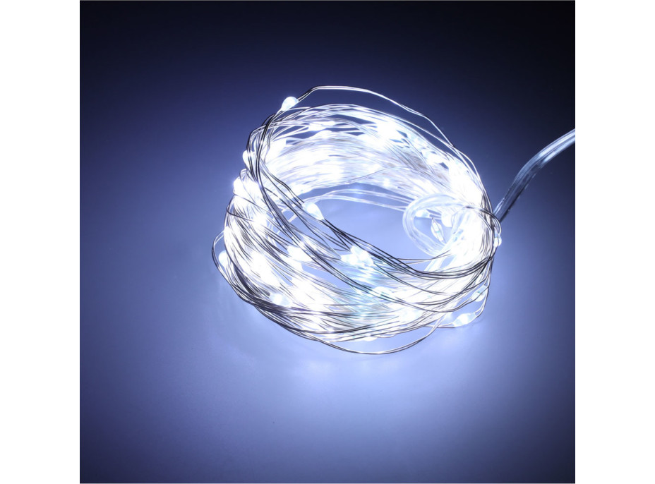 LED dekoratívne osvetlenie na drôtiku - 5m 50LED - studená biela