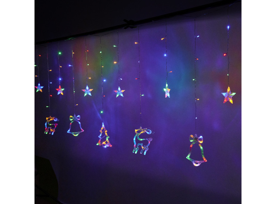 LED svetelný záves Sob, stromček a zvonček - 2,5 m 138LED - viacfarebné
